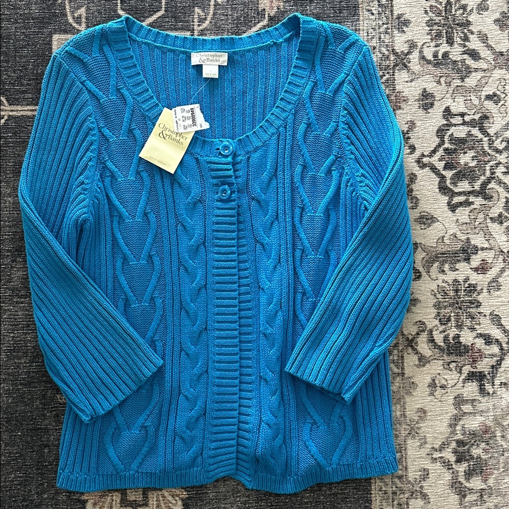 Cristopher & Banks Vibrant Blue Knit Sweater Cardigan